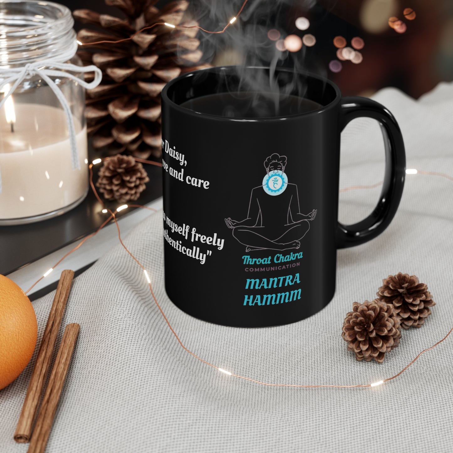 Throat Chakra (personalized) 11oz Black Mug