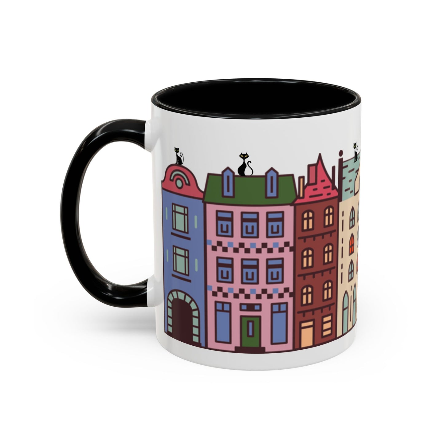 Black Cats Street Mug, 11oz