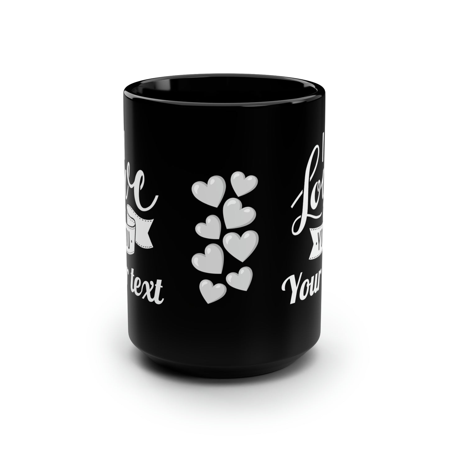 I Love You 3 (personalized) Black Mug, 15oz