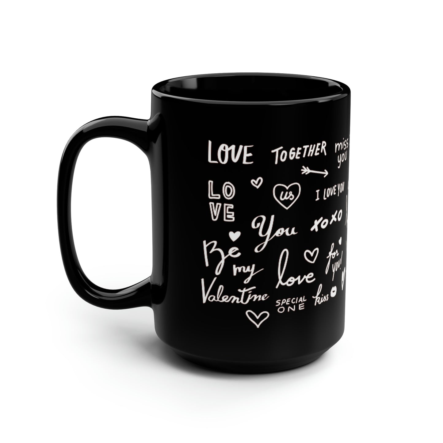 Happy Valentine Black Mug, 15oz