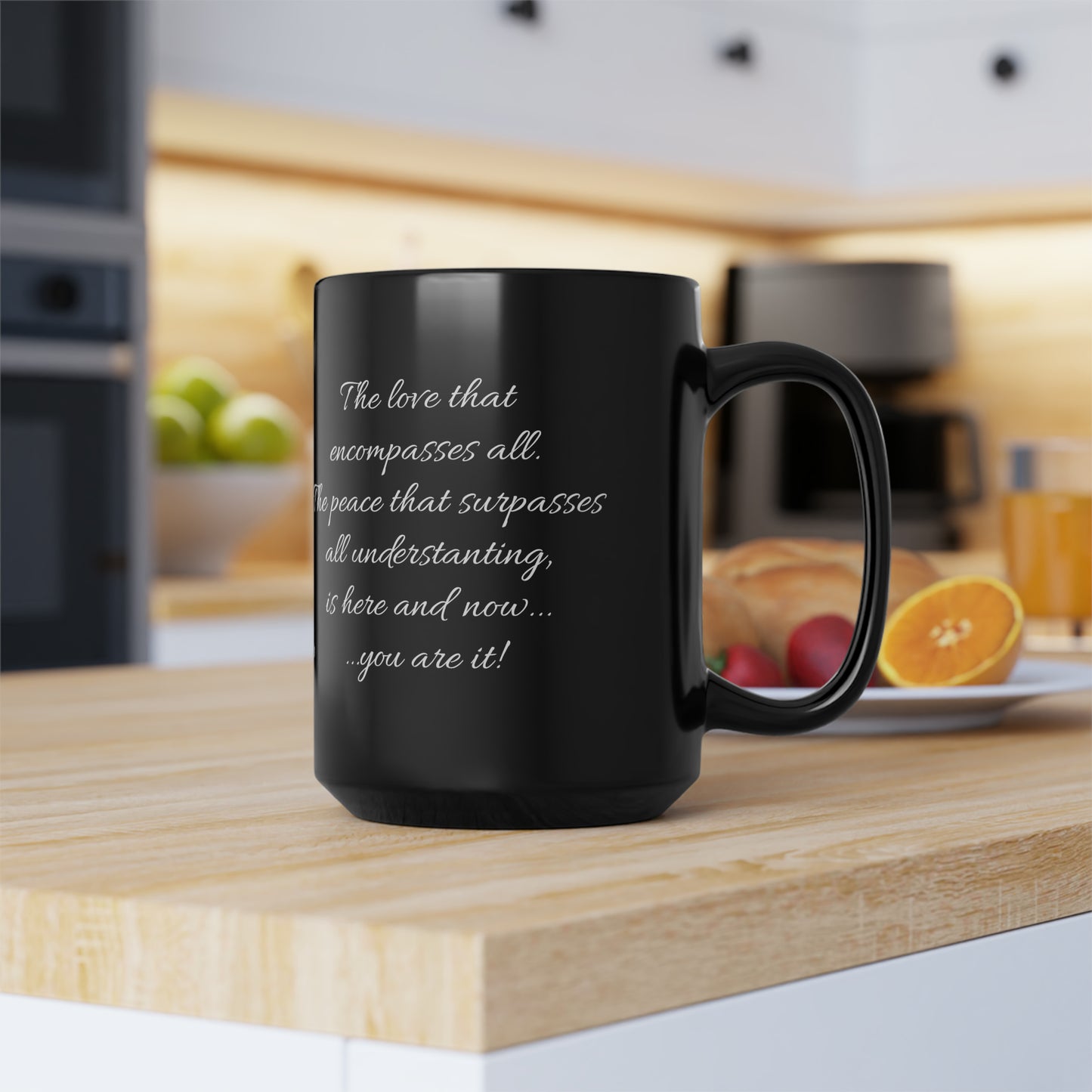 Love That Encompasses All (personalized) Black Mug, 15oz