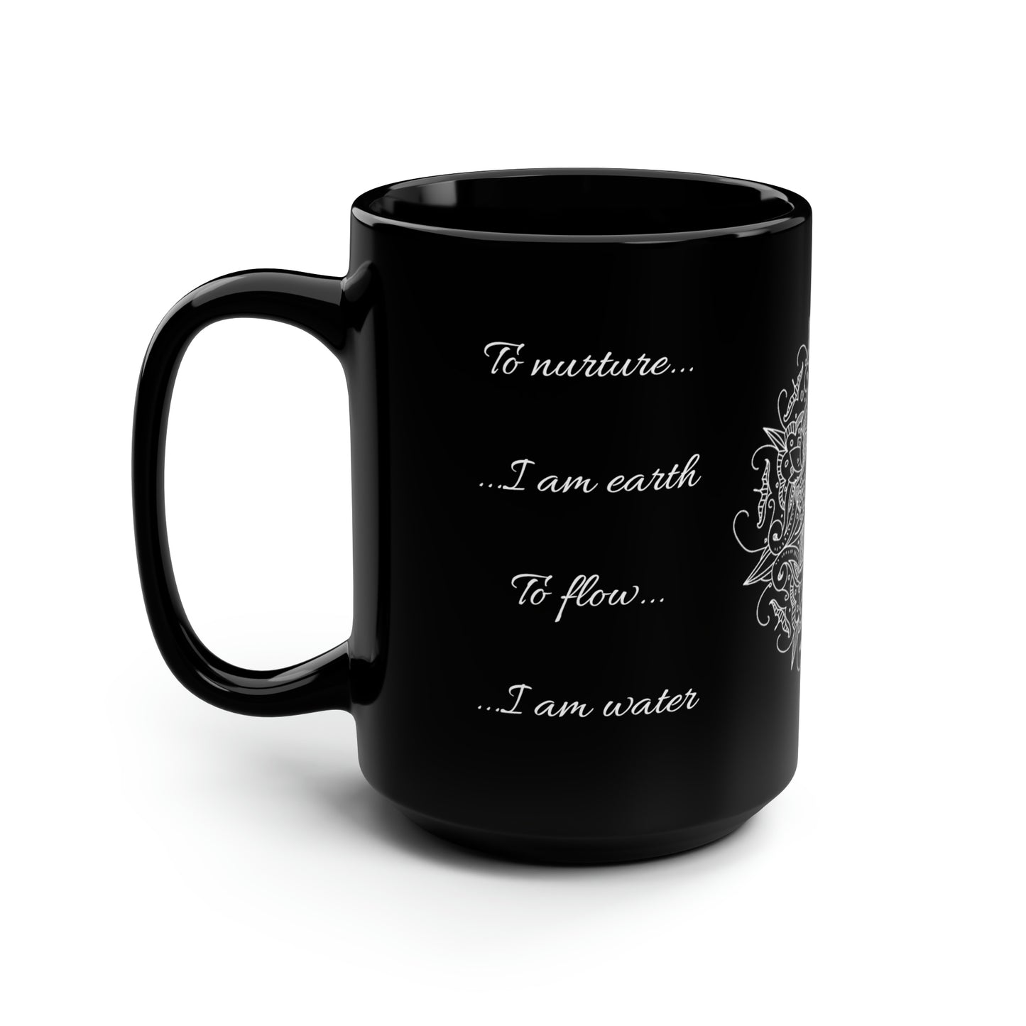 Four Elements To Transform Black Mug, 15oz