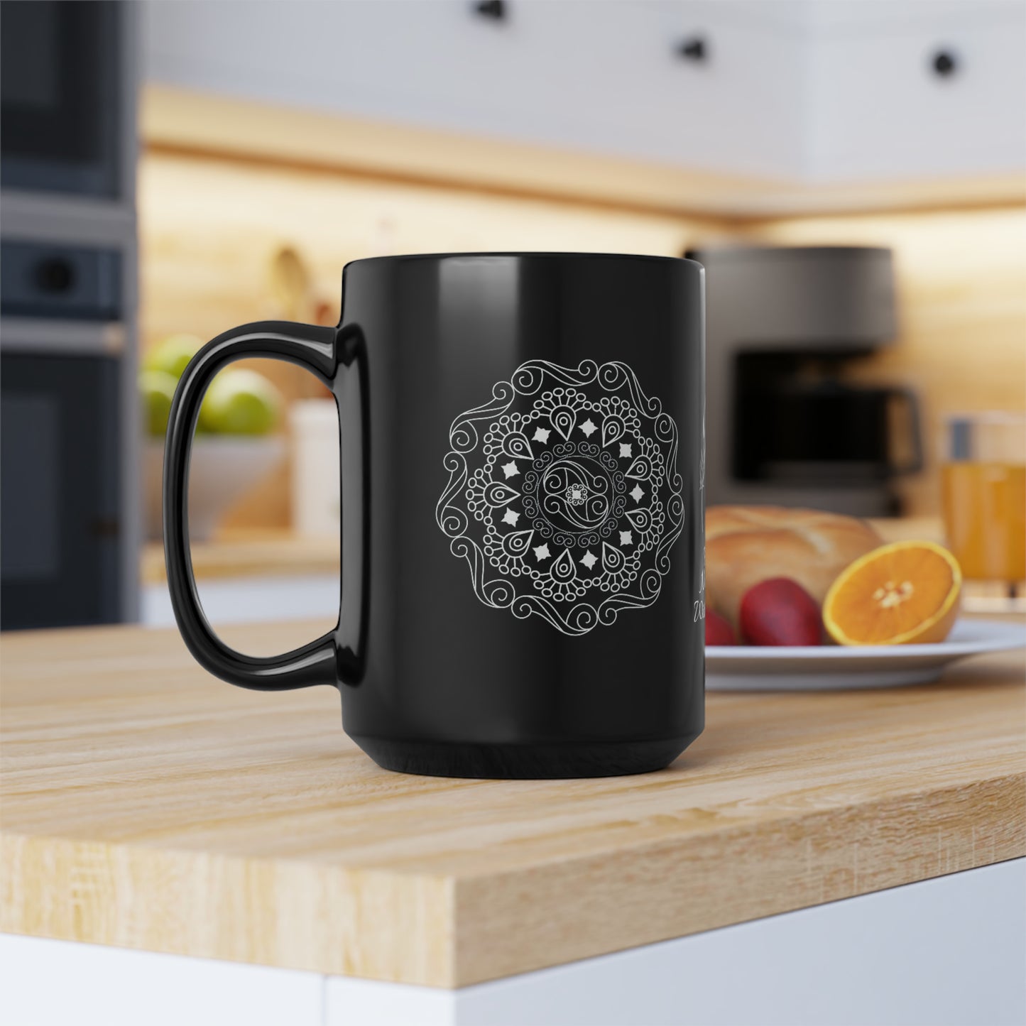 Love That Encompasses All (personalized) Black Mug, 15oz