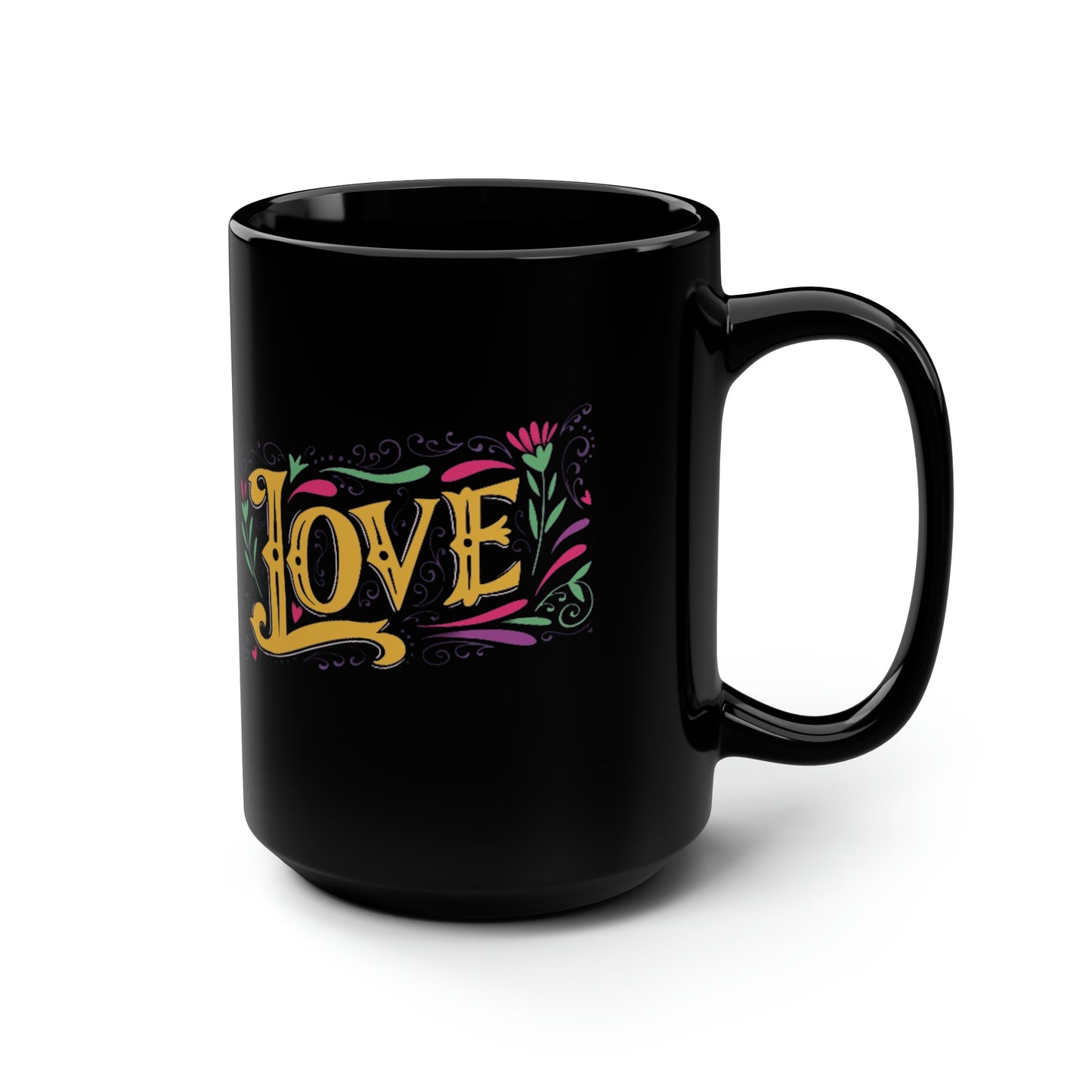 Love 6 Black Mug, 15oz