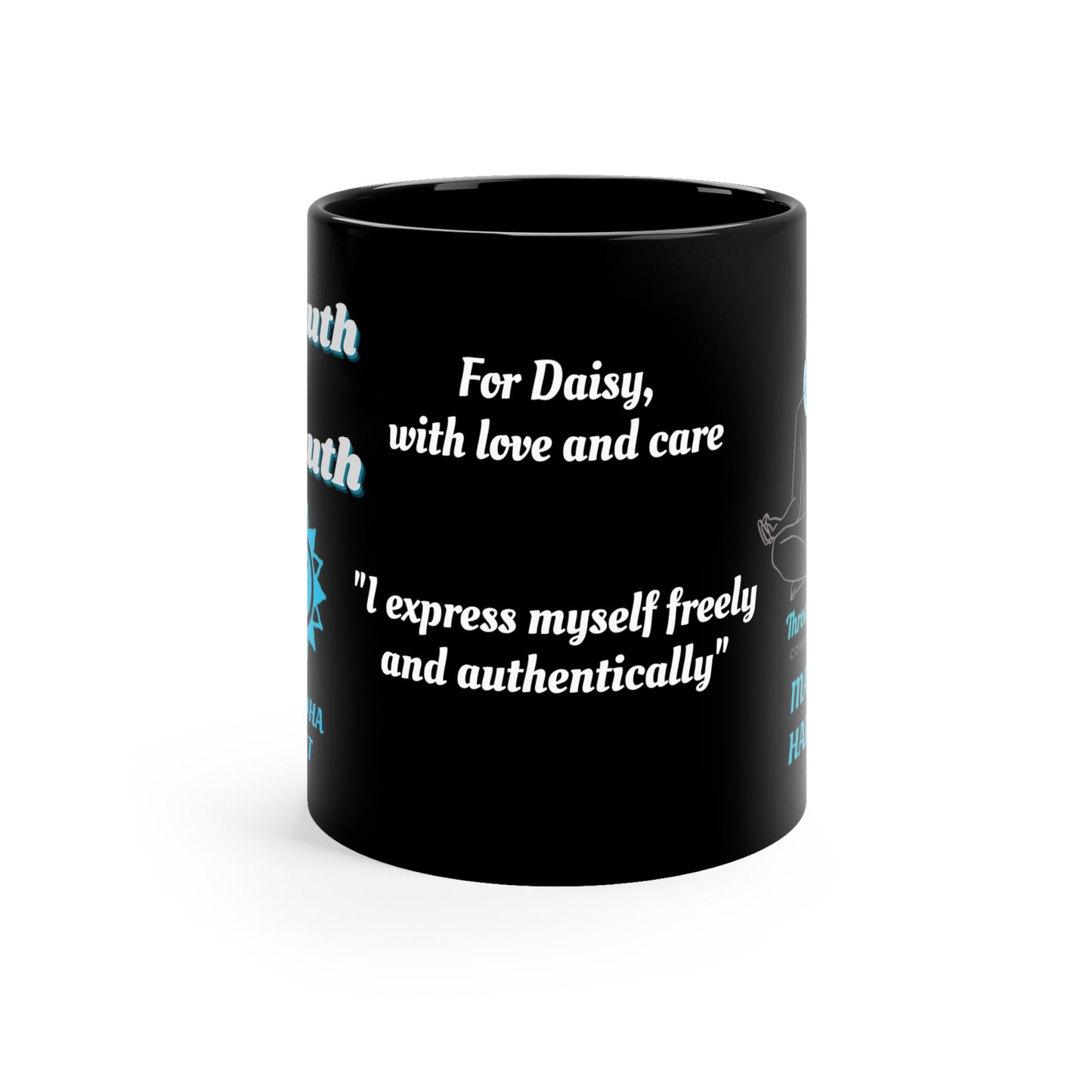 Throat Chakra (personalized) 11oz Black Mug