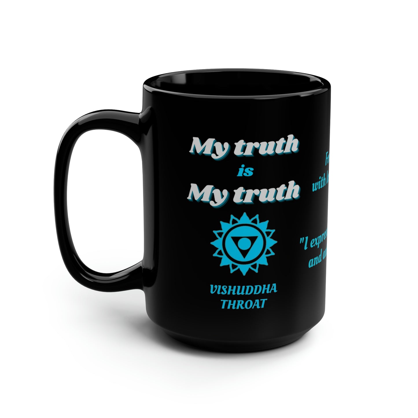 Throat Chakra (personalized) Black Mug, 15oz