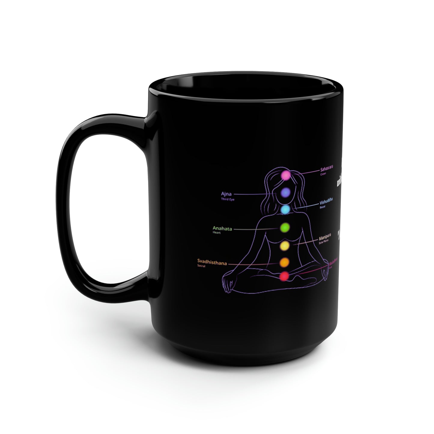 7 Chakras (personalized) Black Mug, 15oz