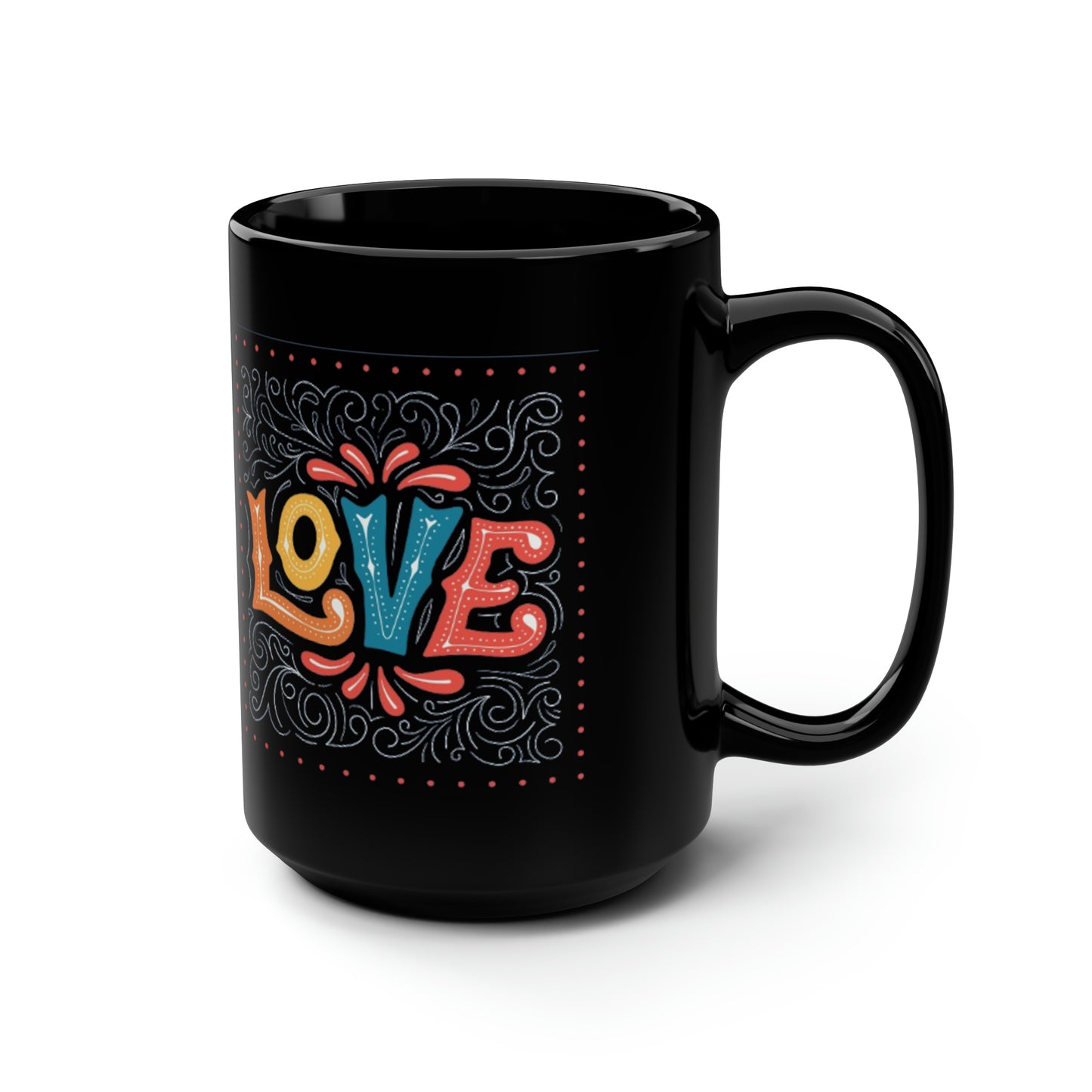 Love 1 Black Mug, 15oz