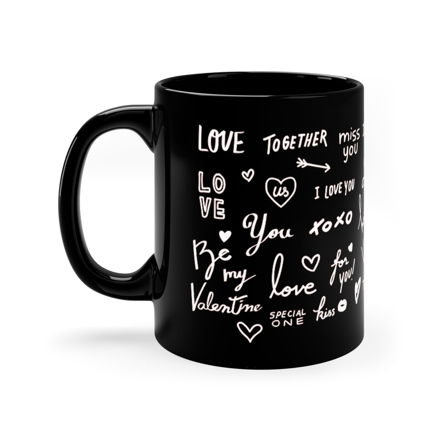 Happy Valentine Black Mug, 11oz