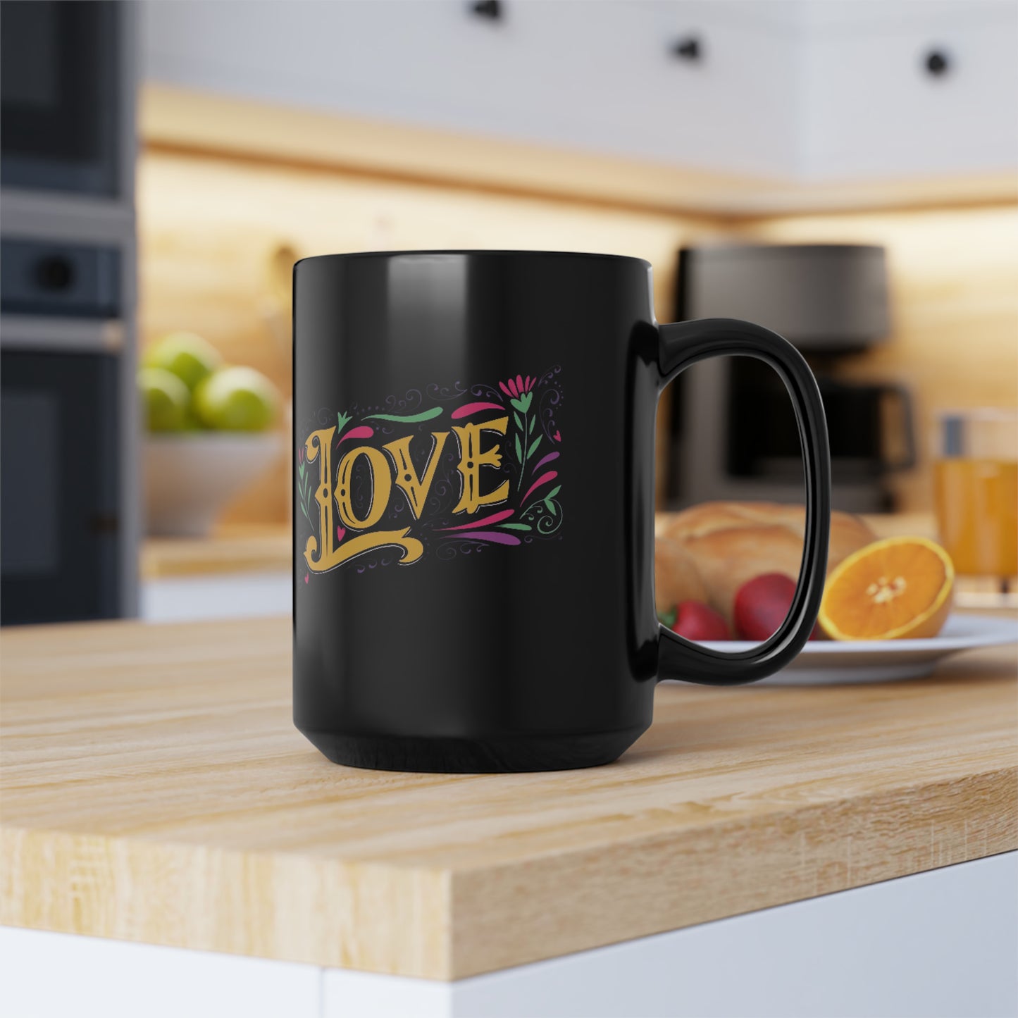 Love 6 Black Mug, 15oz