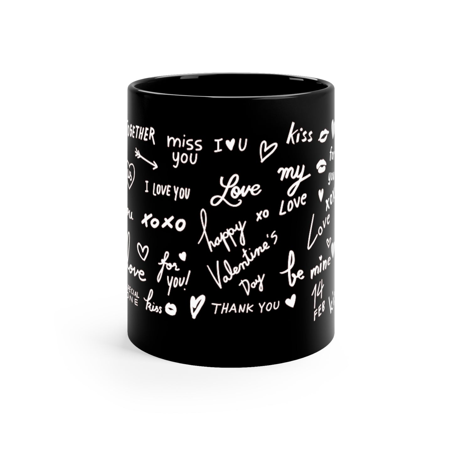 Happy Valentine Black Mug, 11oz