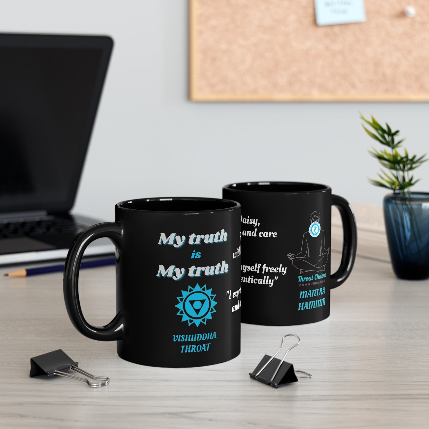 Throat Chakra (personalized) 11oz Black Mug