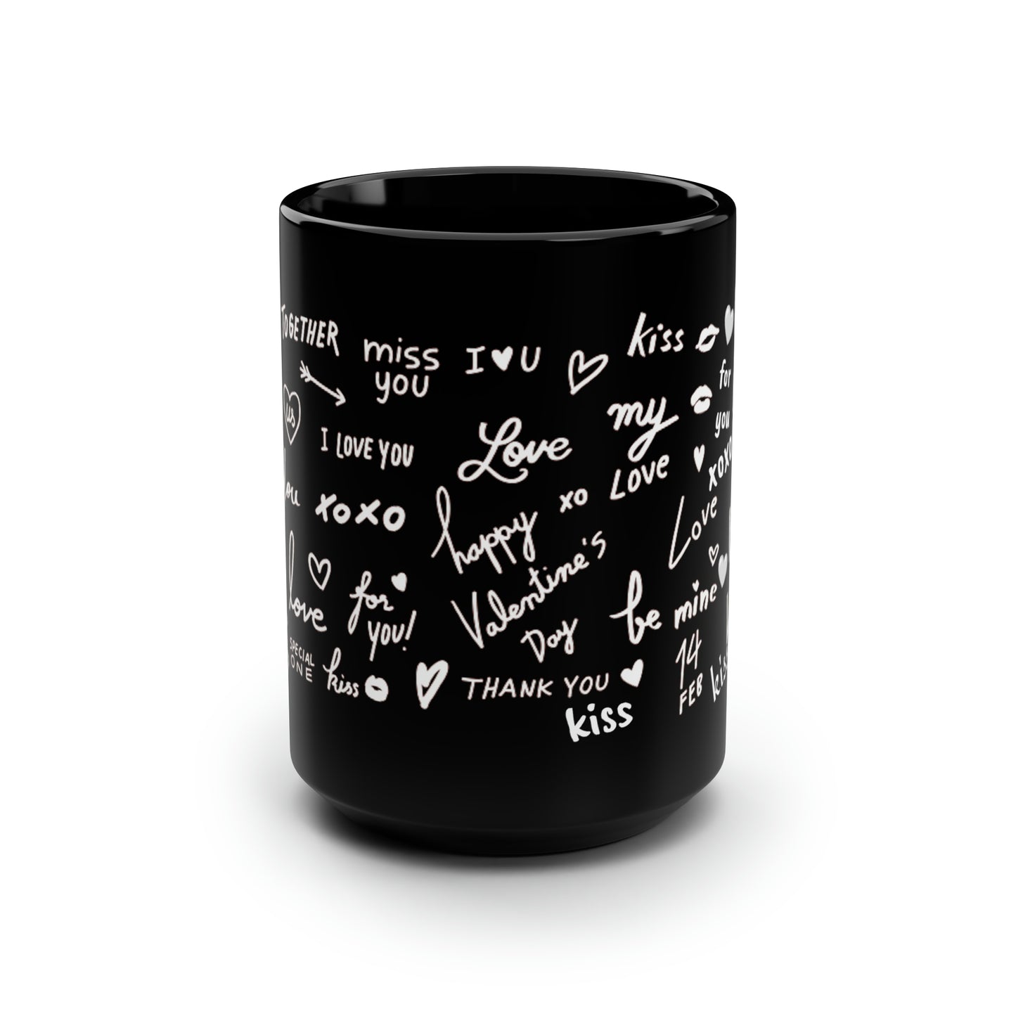 Happy Valentine Black Mug, 15oz