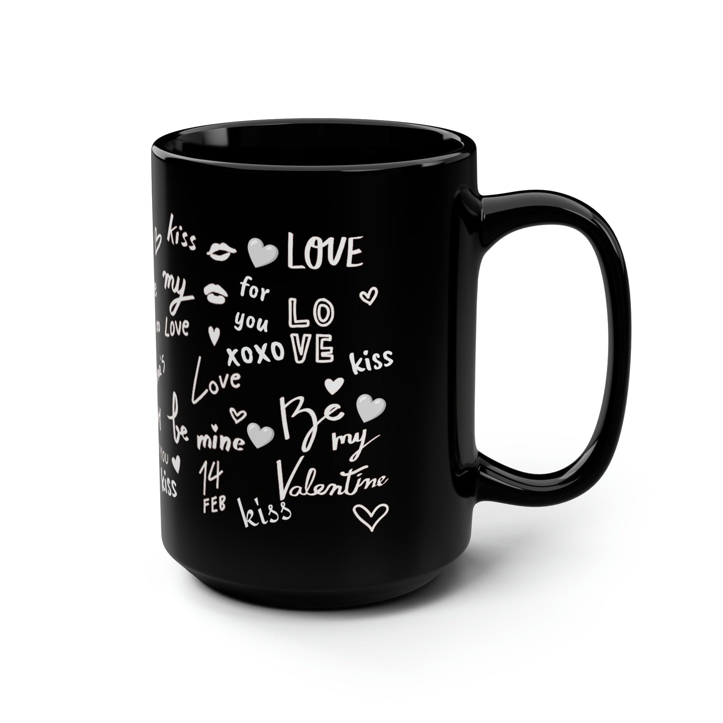 Happy Valentine Black Mug, 15oz