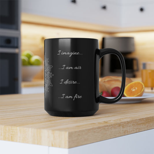 Four Elements I Desire Black Mug, 15oz