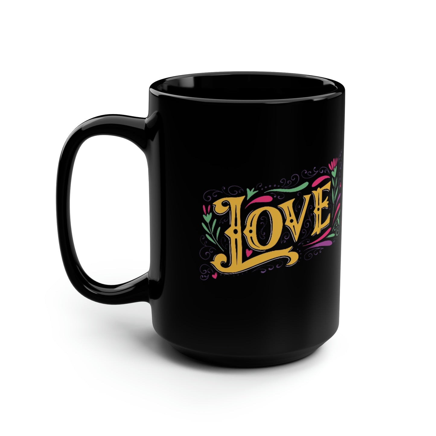 Love 6 Black Mug, 15oz