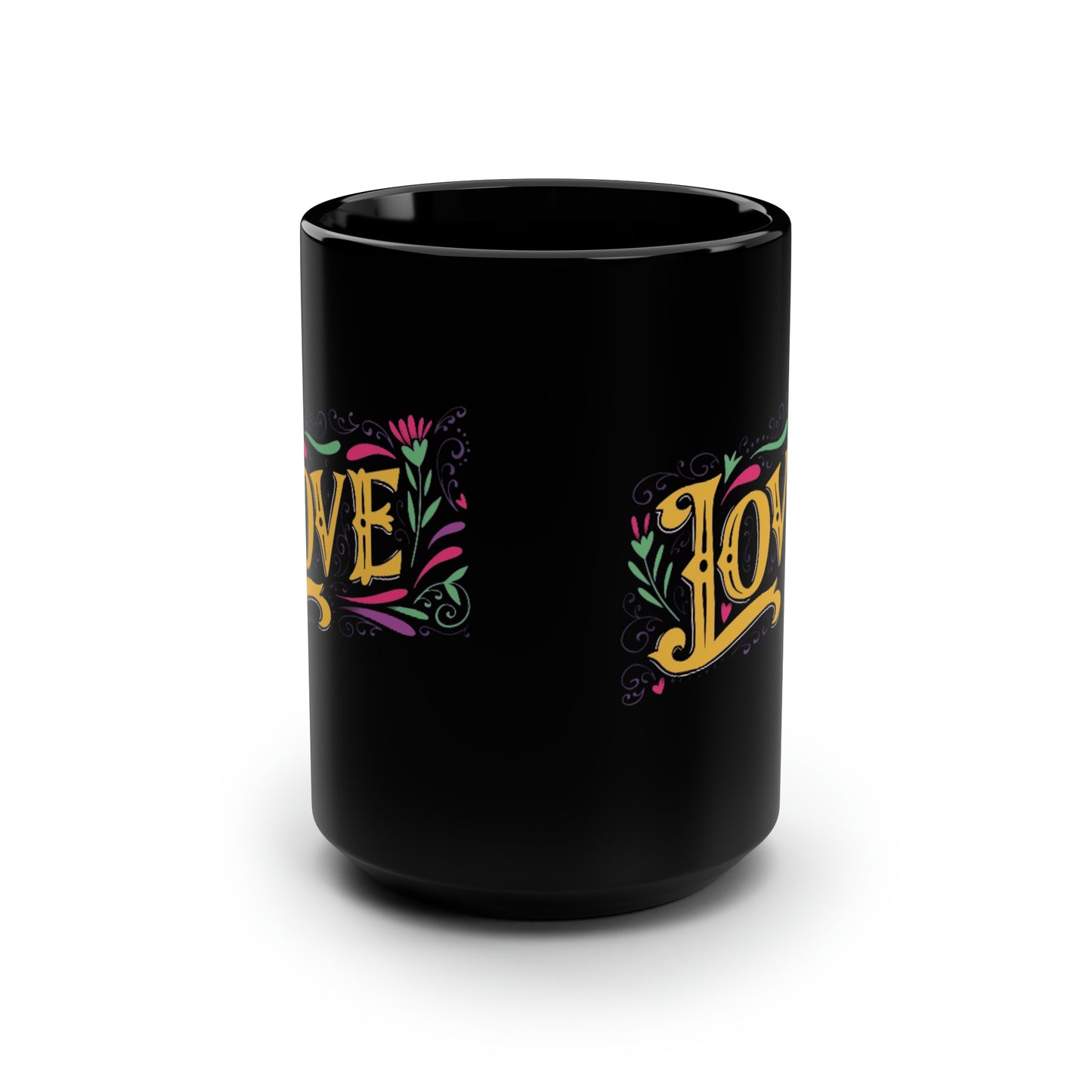 Love 6 Black Mug, 15oz