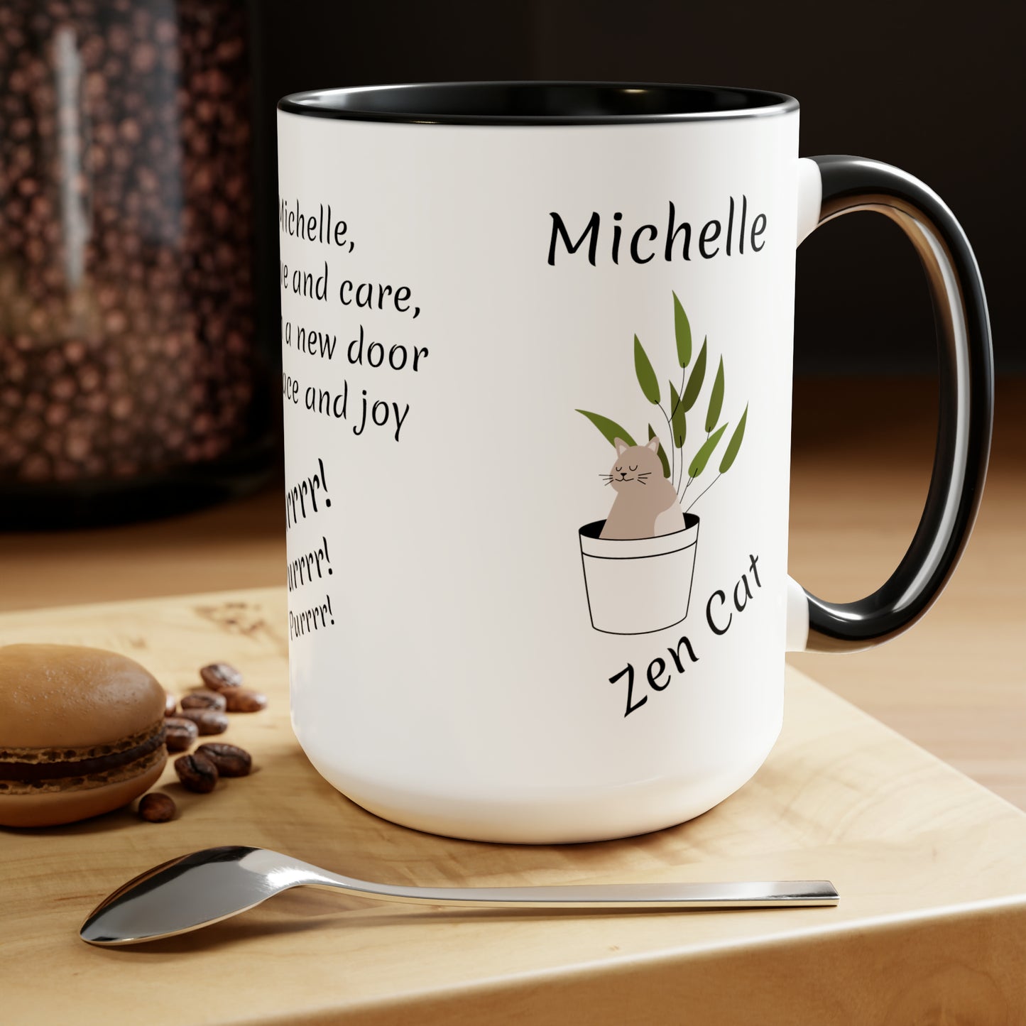 Zen Cat (personalized) Mug, 15oz