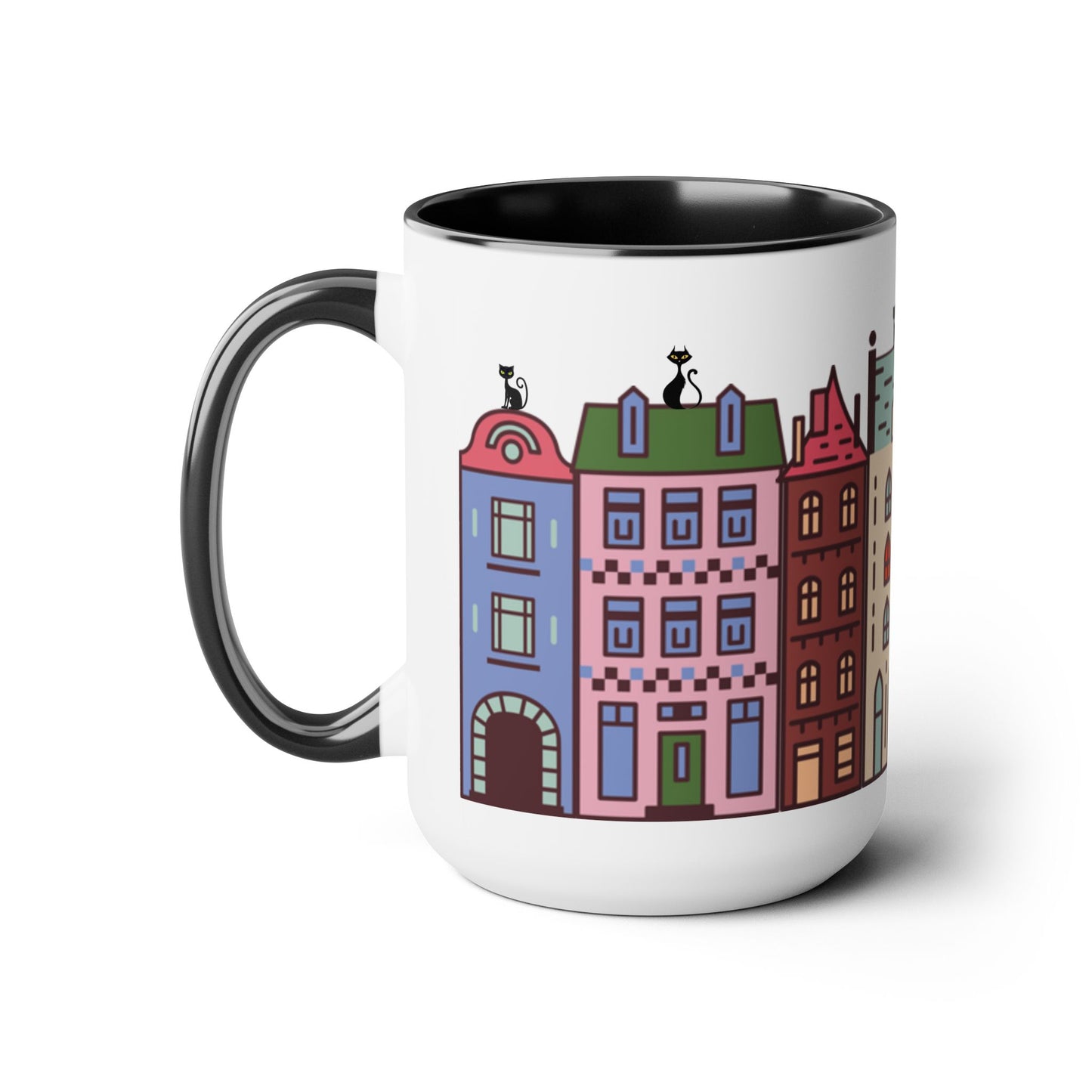 Black Cats Street Mug, 15oz