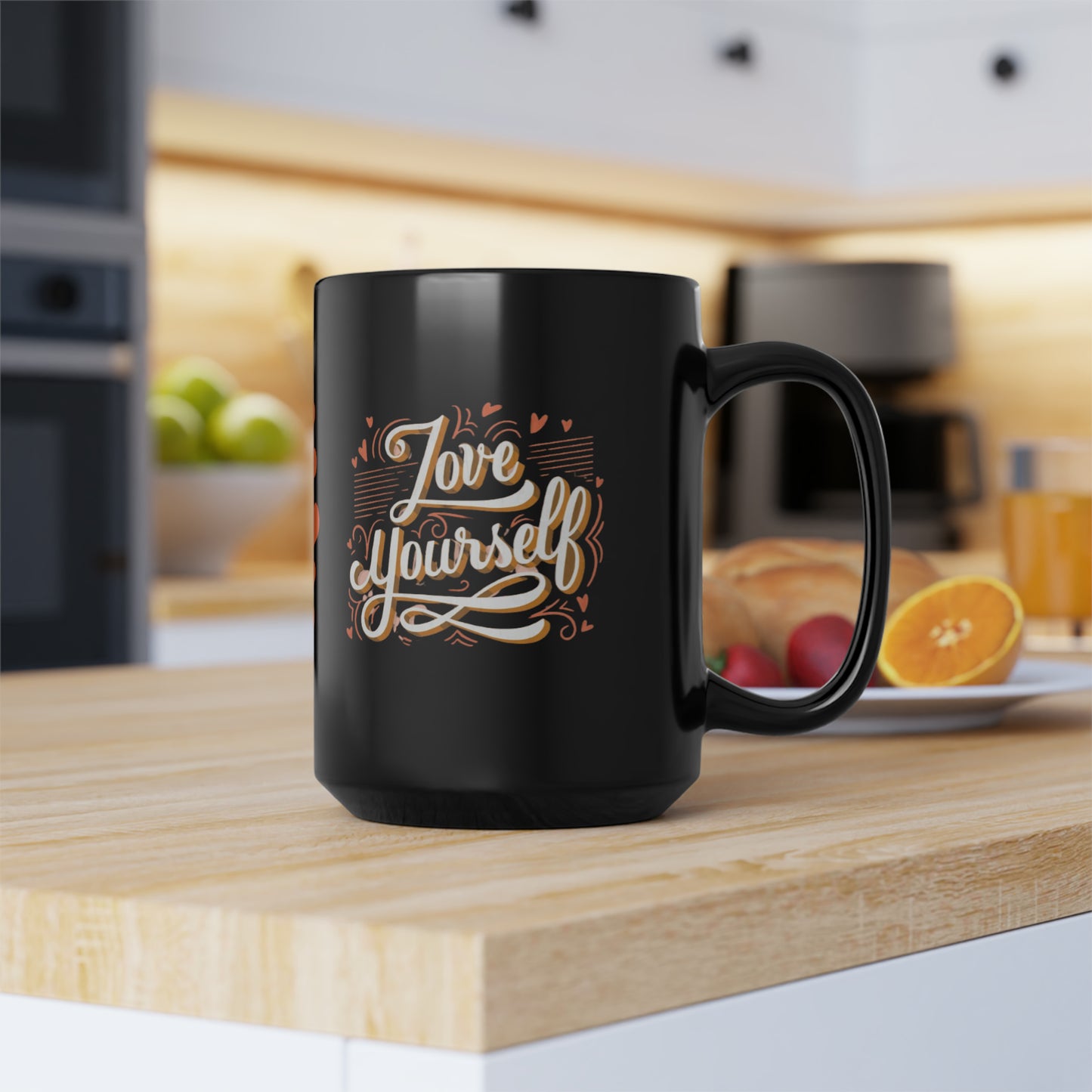 Love Yourself 1 Black Mug, 15oz